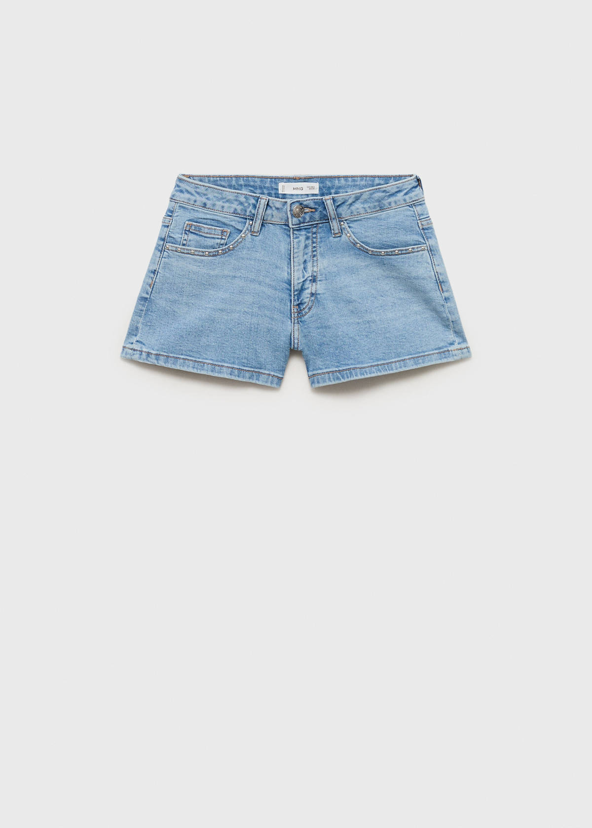 Studded low-waist shorts — Light Blue