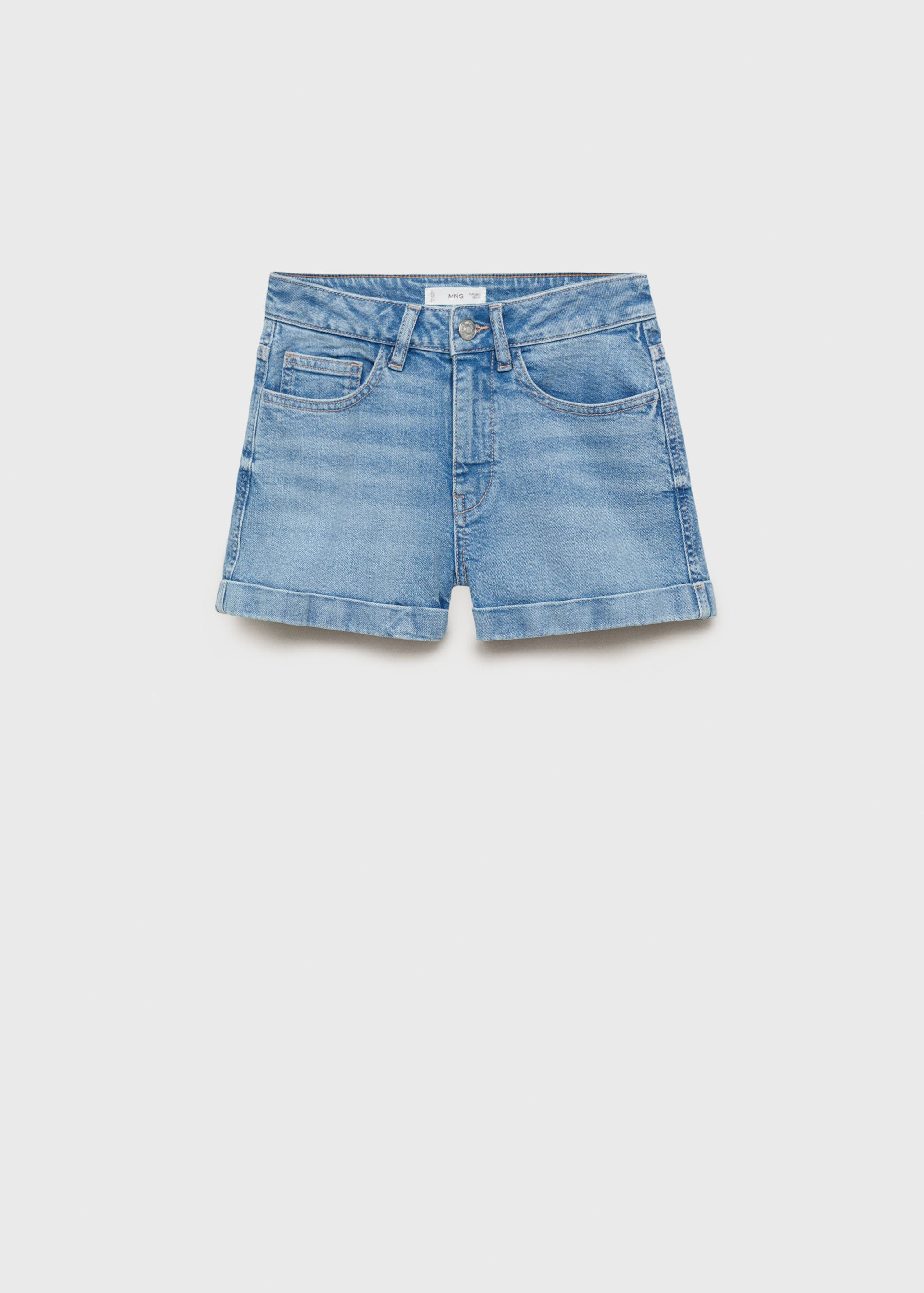 Kıvrılmış paçalı denim şort - Modelsiz ürün