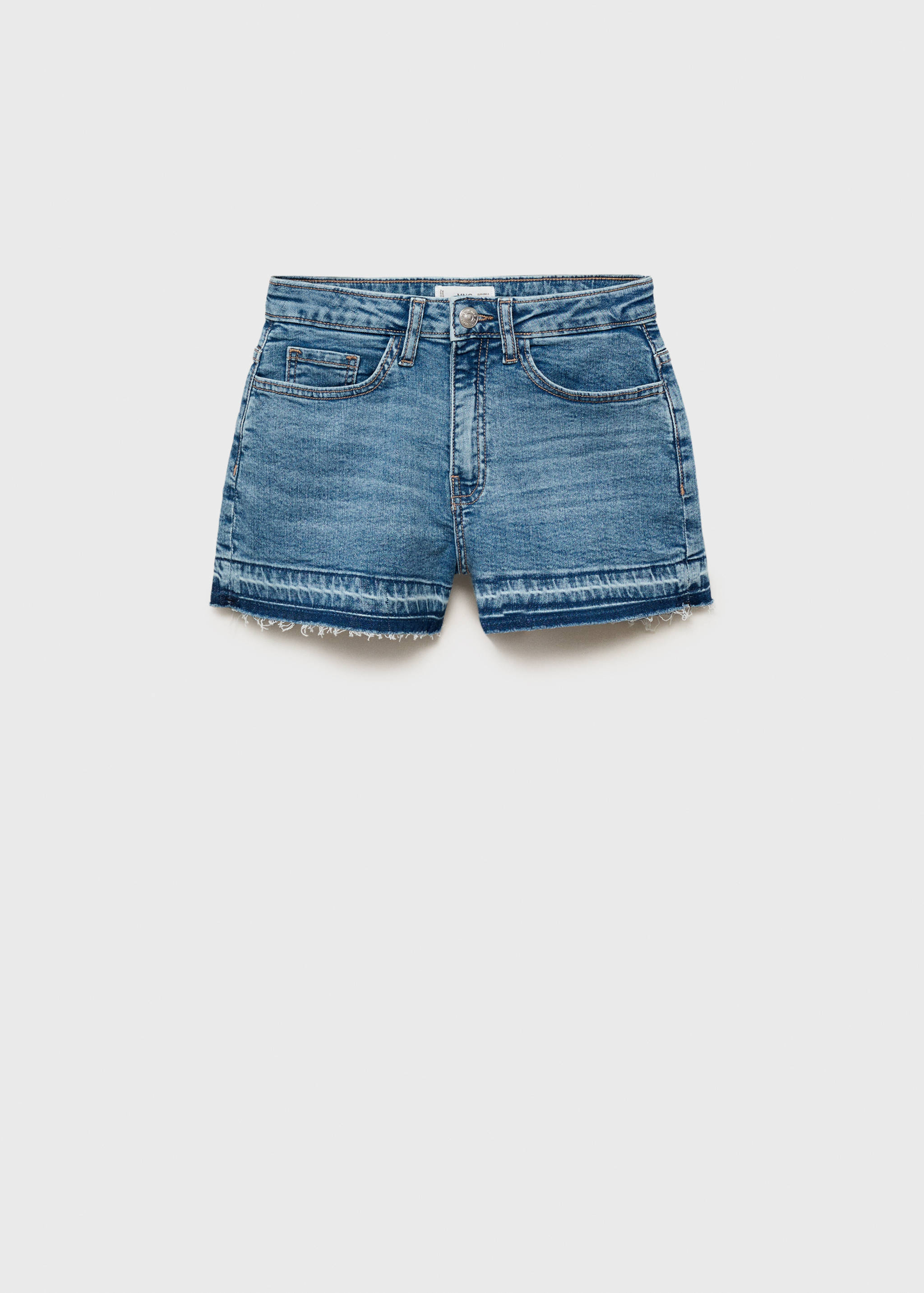Denim shorts with frayed hem - Article without model