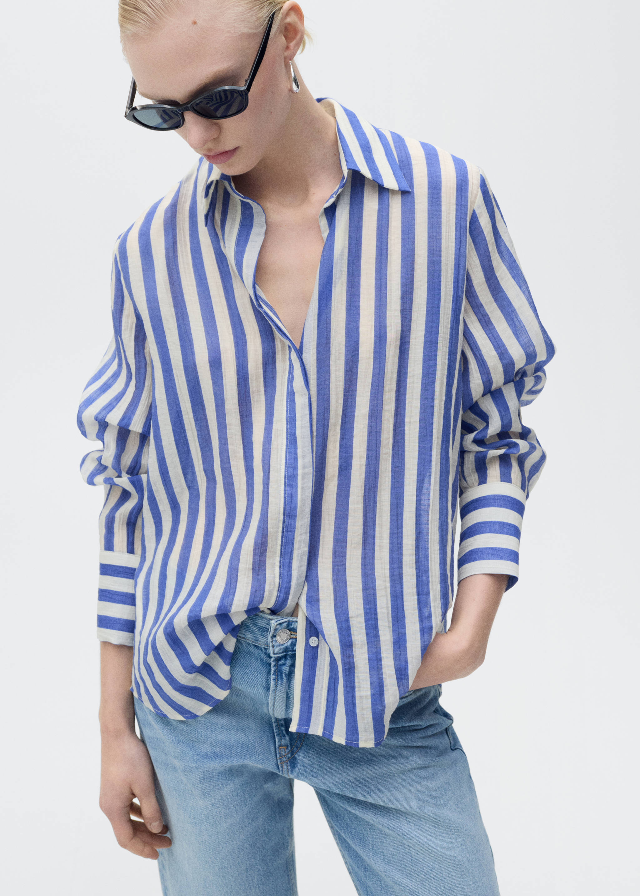 Striped lyocell shirt - Details of the article 1