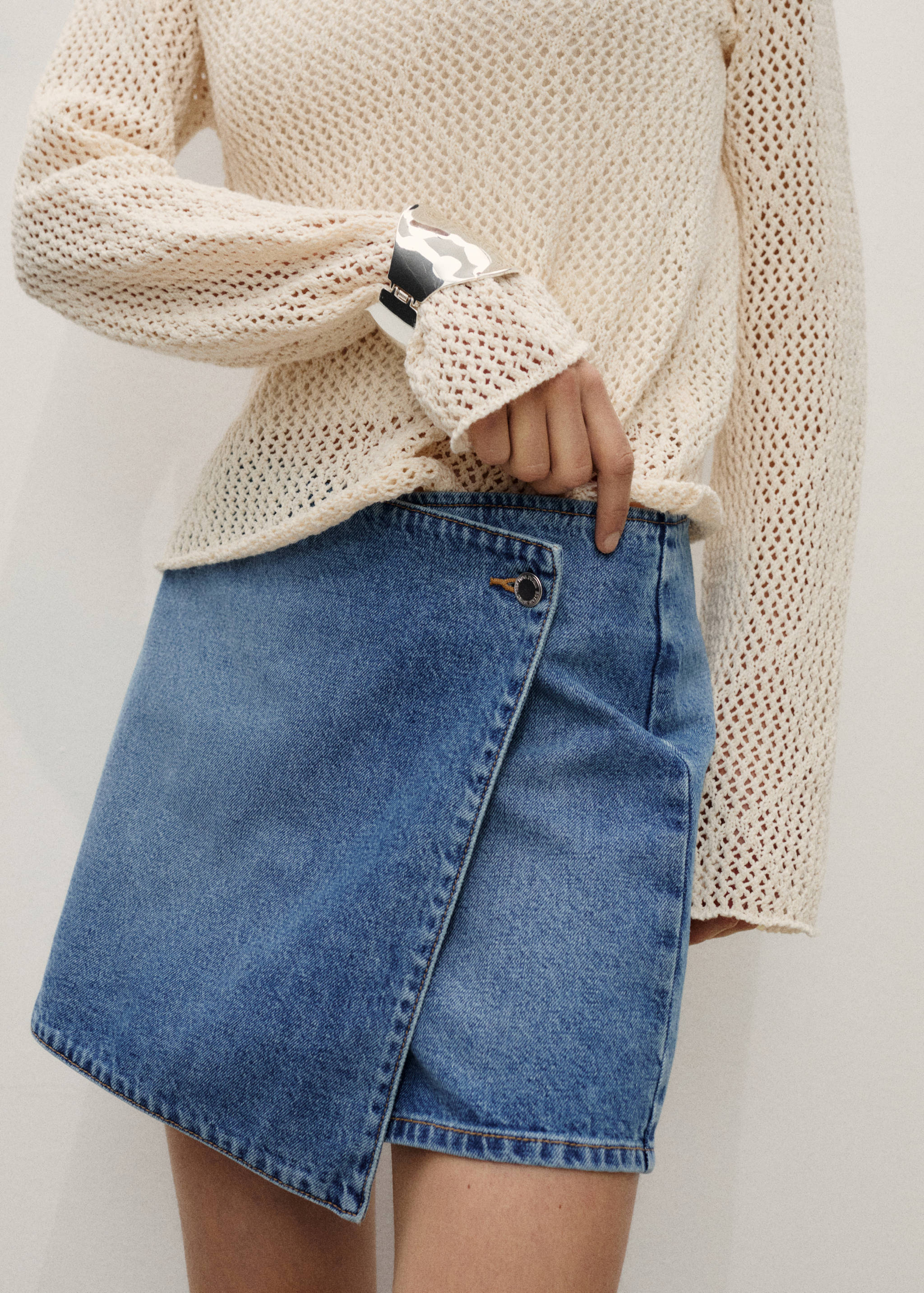 Wrapped denim skort - Medium plane