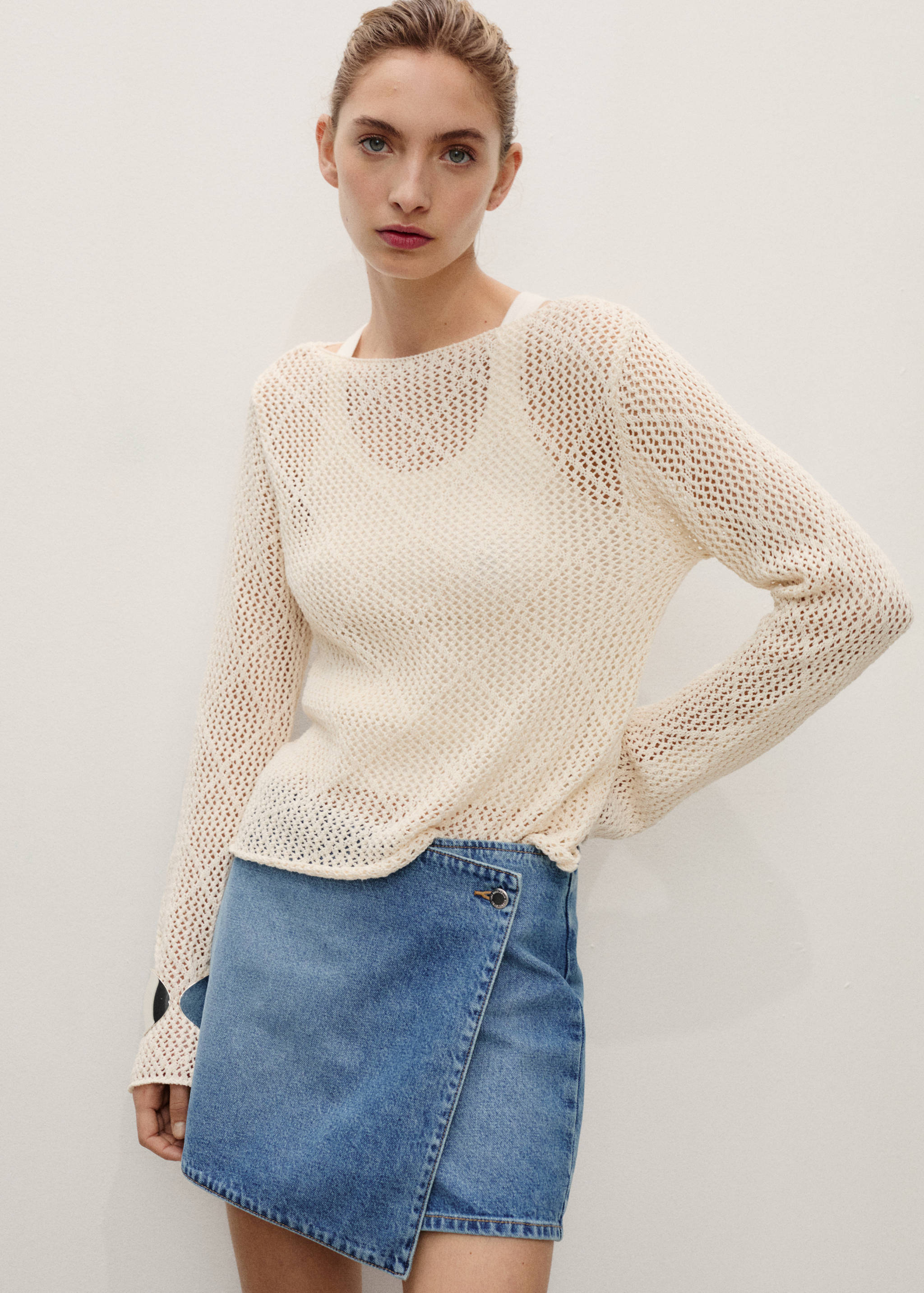 Wrapped denim skort - Details of the article 1