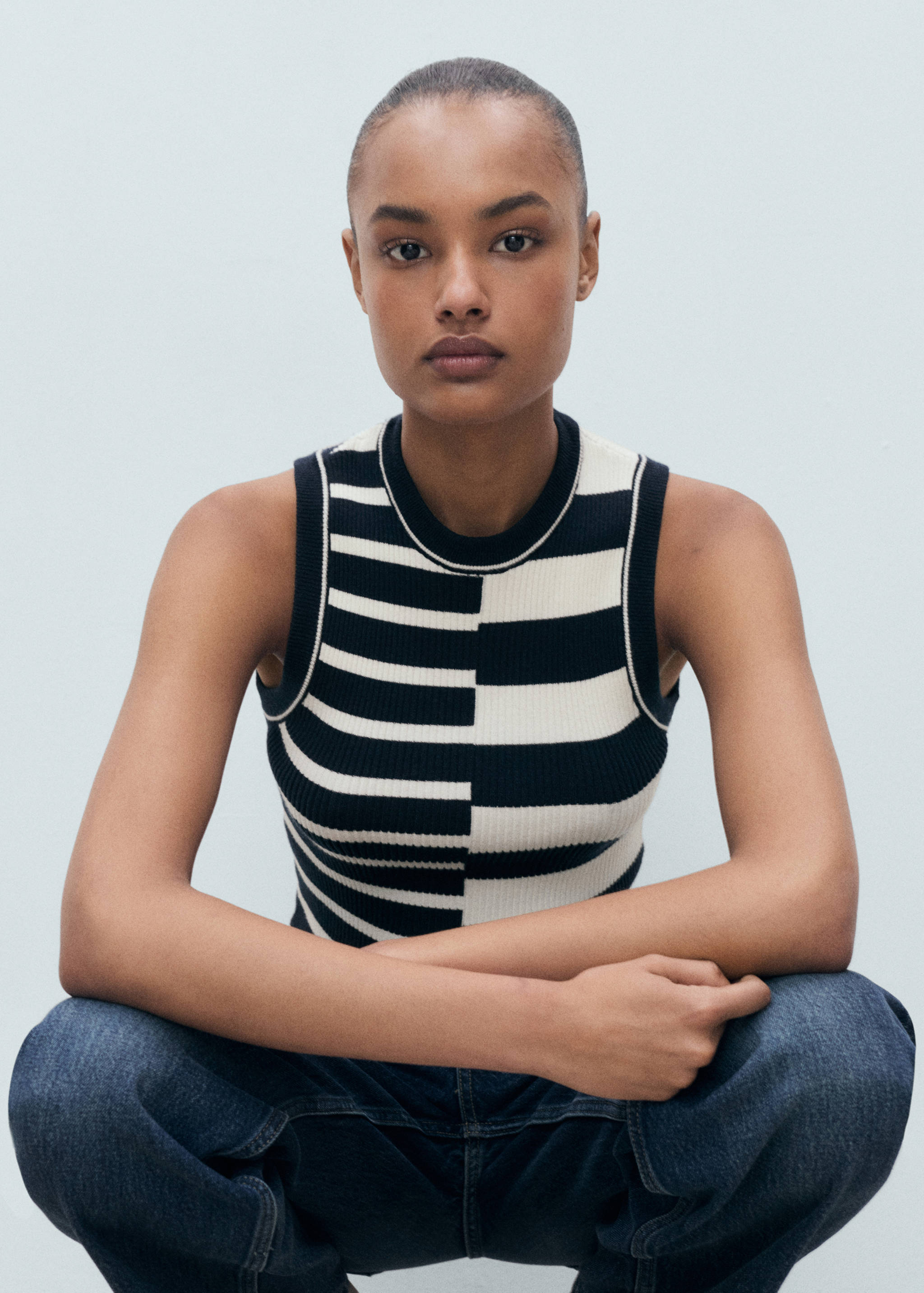 Striped knit top - Details of the article 6