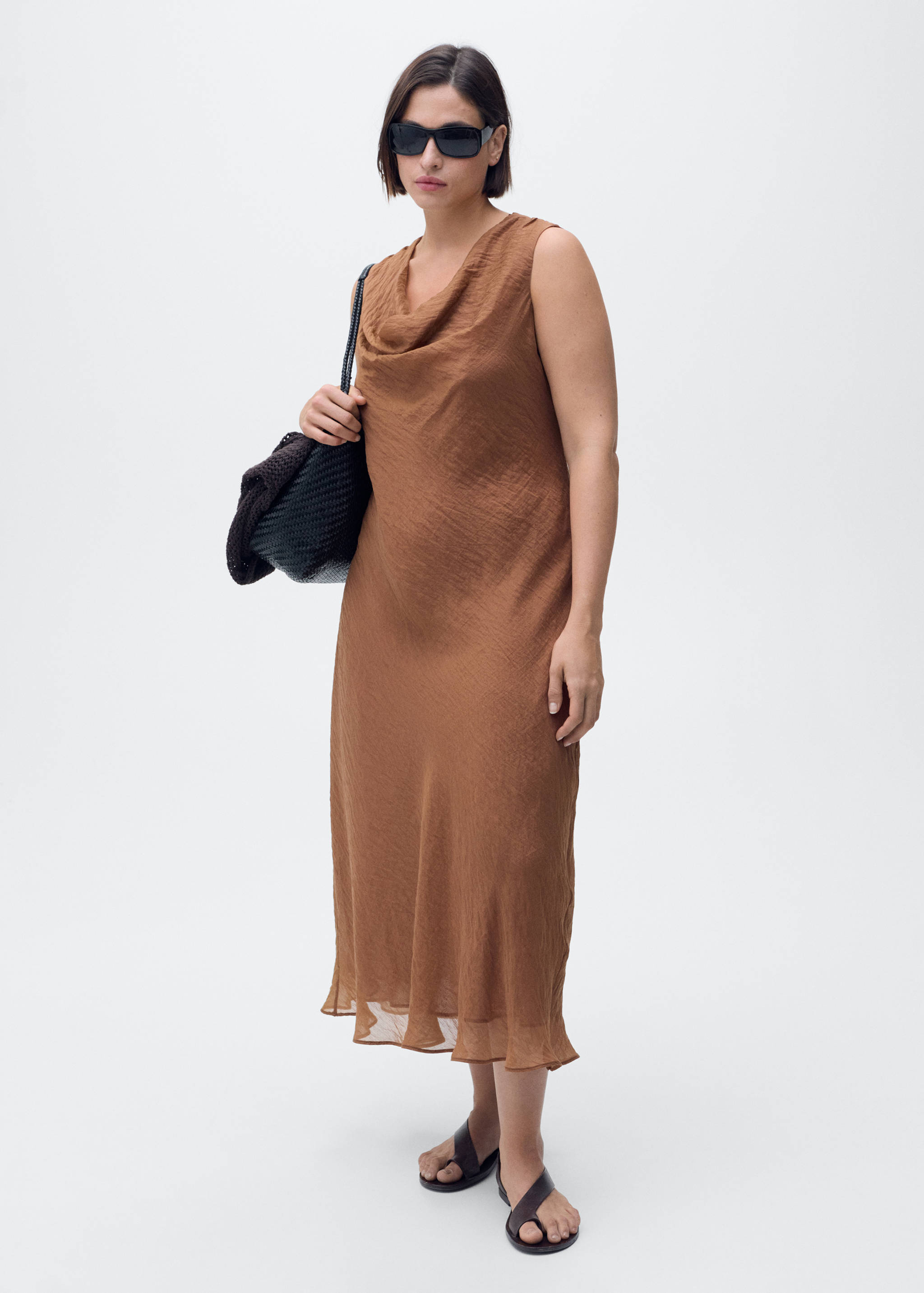 Vestido de liocel com gola drapeada - Pormenor do artigo 3