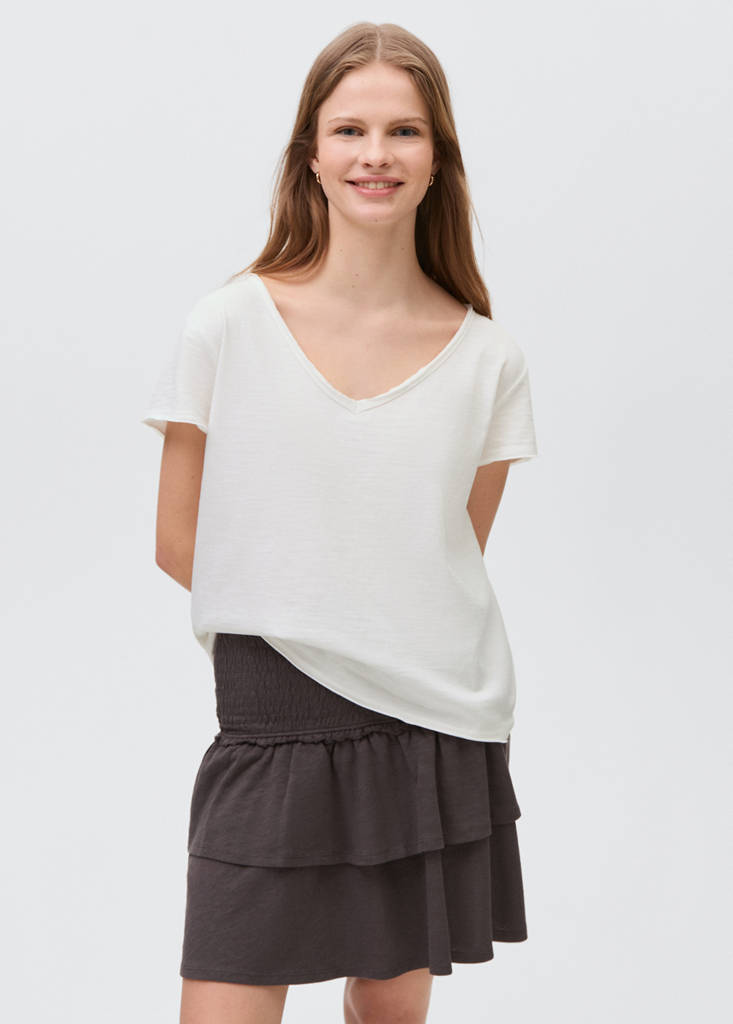 V-neck cotton T-shirt — Off White