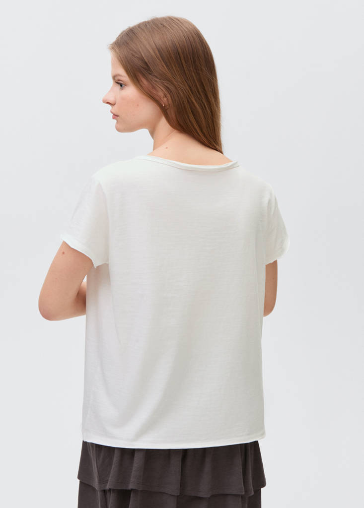 V-neck cotton T-shirt — Off White