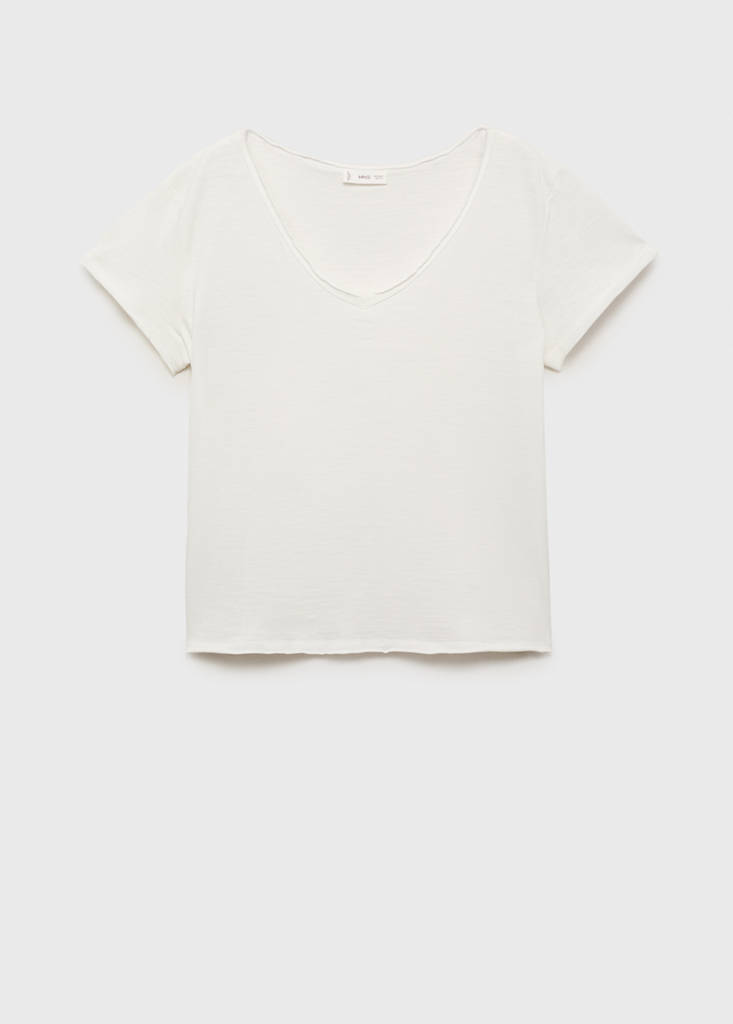 V-neck cotton T-shirt — Off White