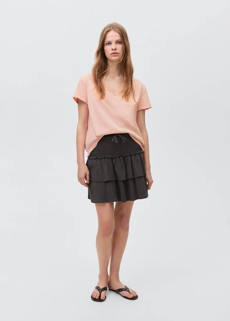 V-neck cotton T-shirt — Strawberry