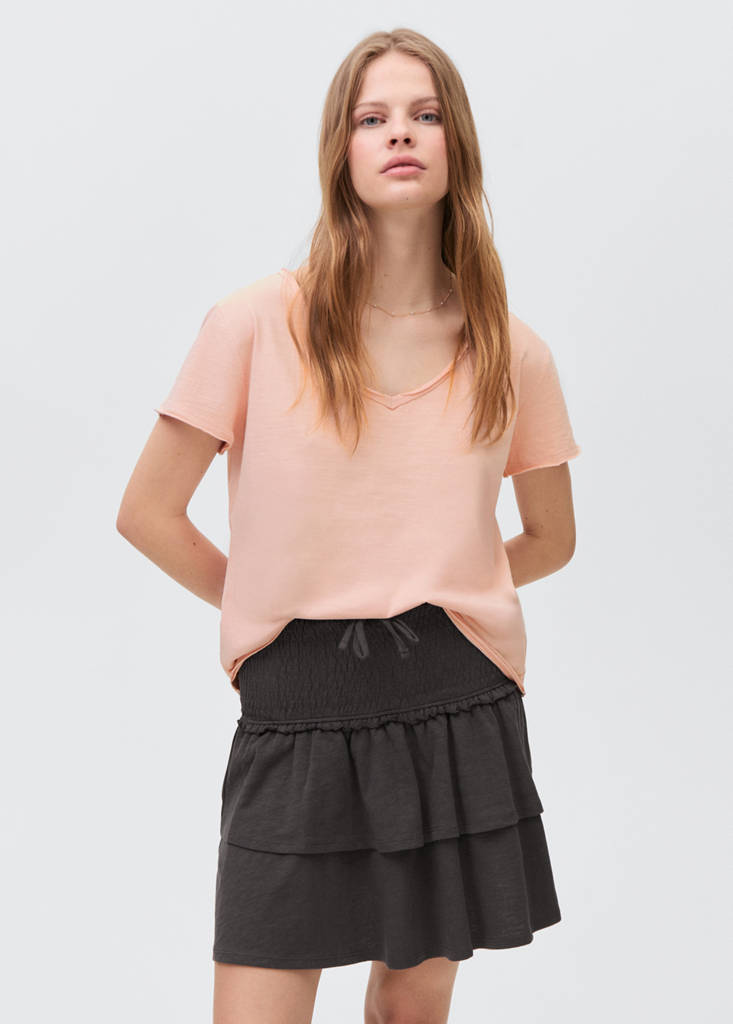 V-neck cotton T-shirt — Strawberry