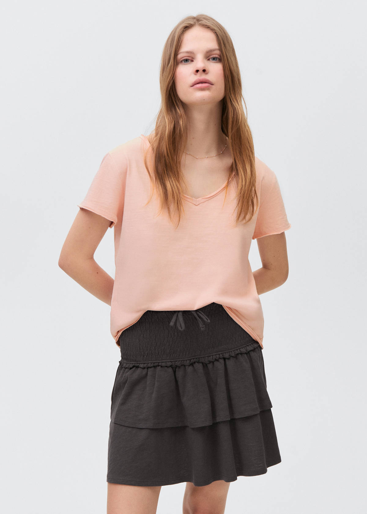 V-neck cotton T-shirt — Strawberry