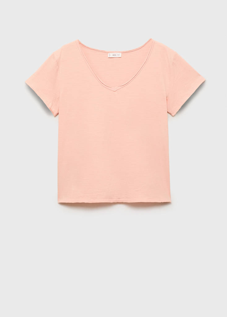 V-neck cotton T-shirt — Strawberry