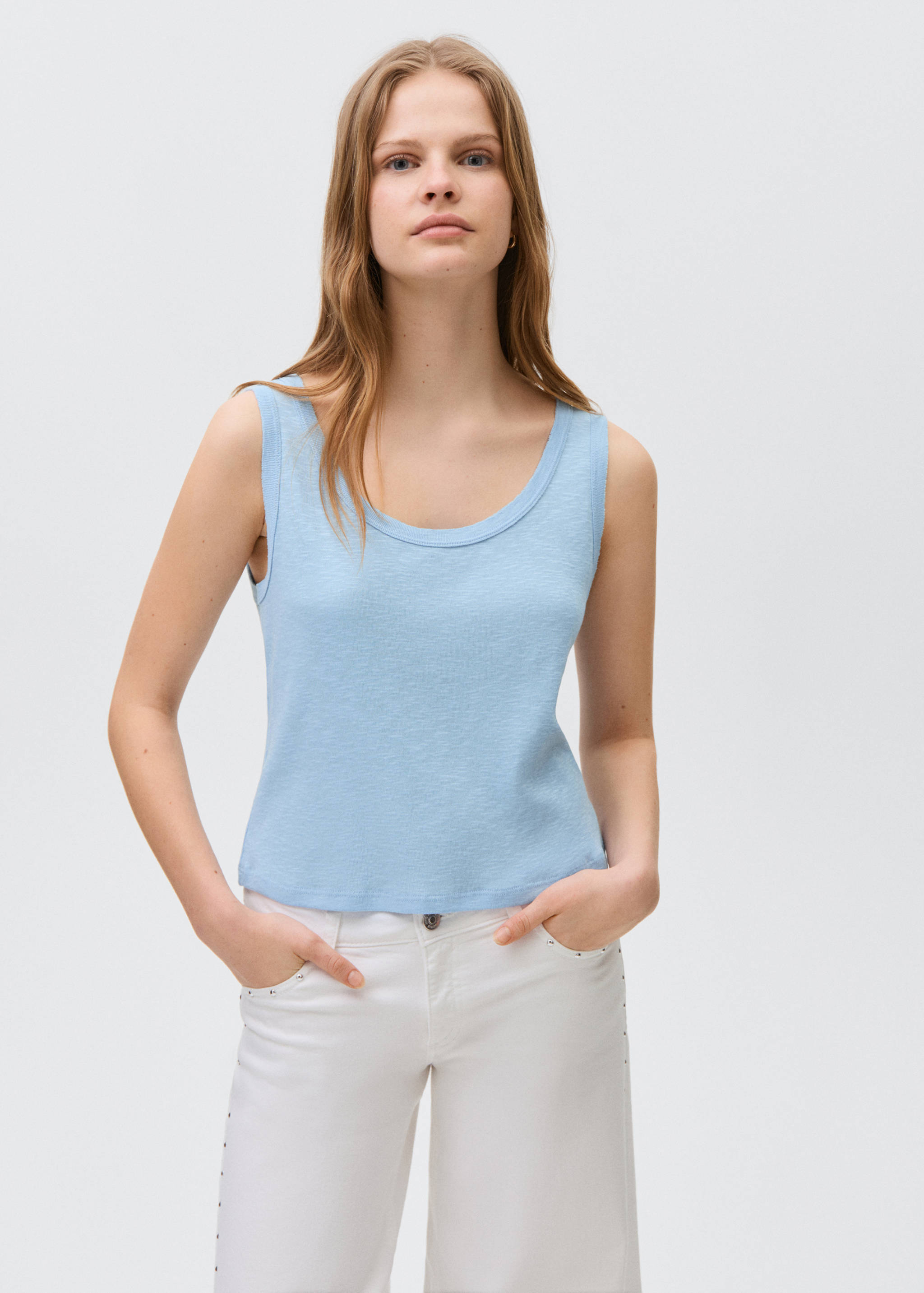 Cotton sleeveless t-shirt - Medium plane