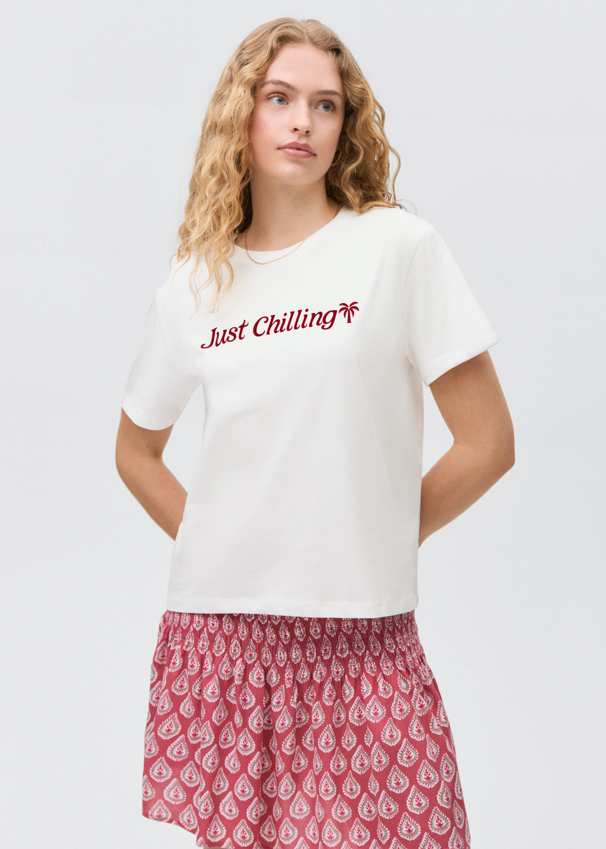 Flocked t-shirt with message - Medium plane