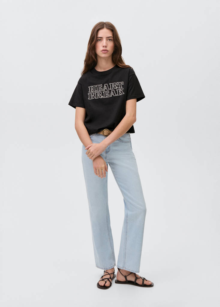 Studs message t-shirt — Charcoal