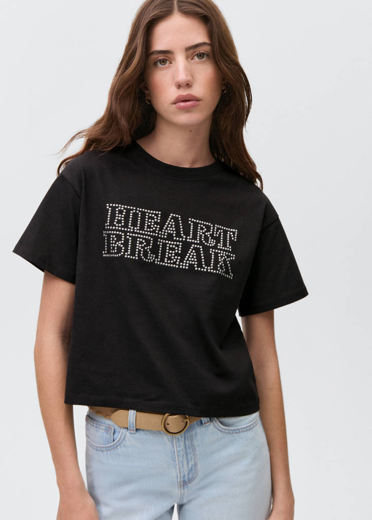 Studs message t-shirt — Charcoal