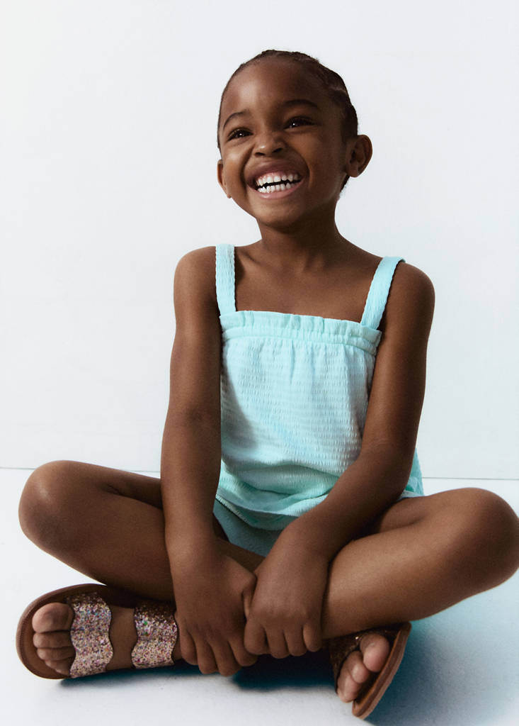 Ruffled strap t-shirt — Aqua Green