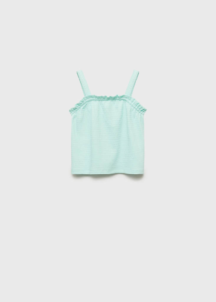 Ruffled strap t-shirt — Aqua Green