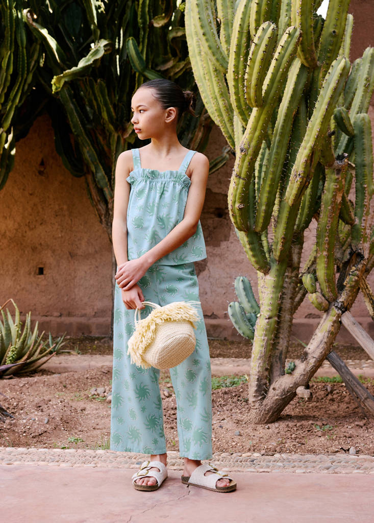 Printed straight trousers — Pastel Green