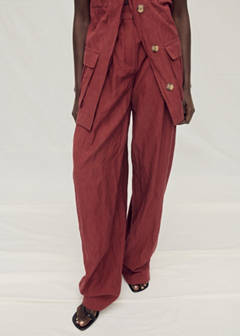 Wide leg suit trousers with a creased effect — Wine 1