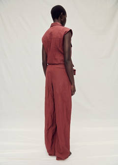 Wide leg suit trousers with a creased effect — Wine 3