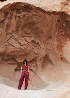 Wide leg suit trousers with a creased effect — Wine 6