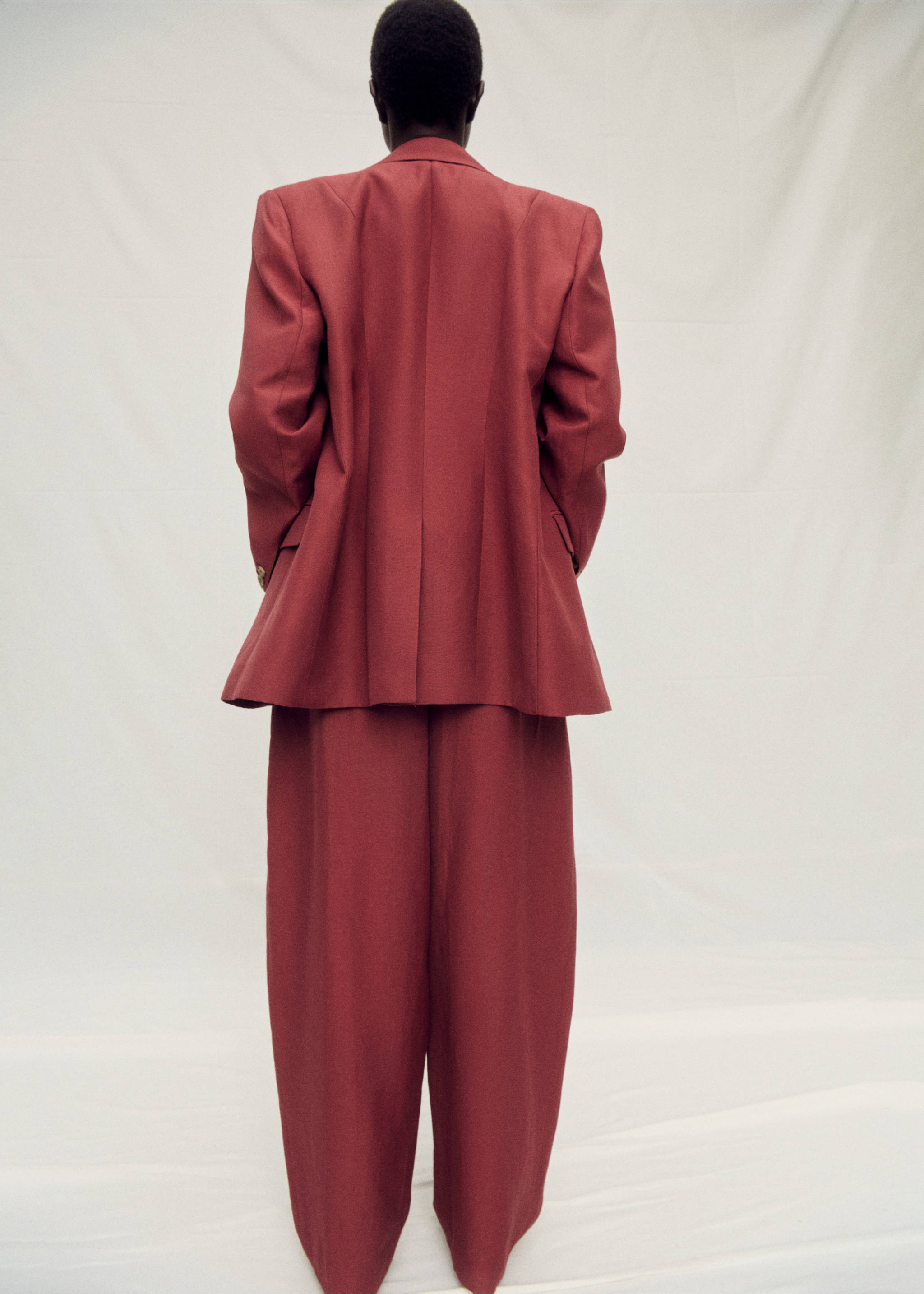 Blazer costume lin mélangé - Verso de l’article, Lie de vin. Ref: 87017721-00.