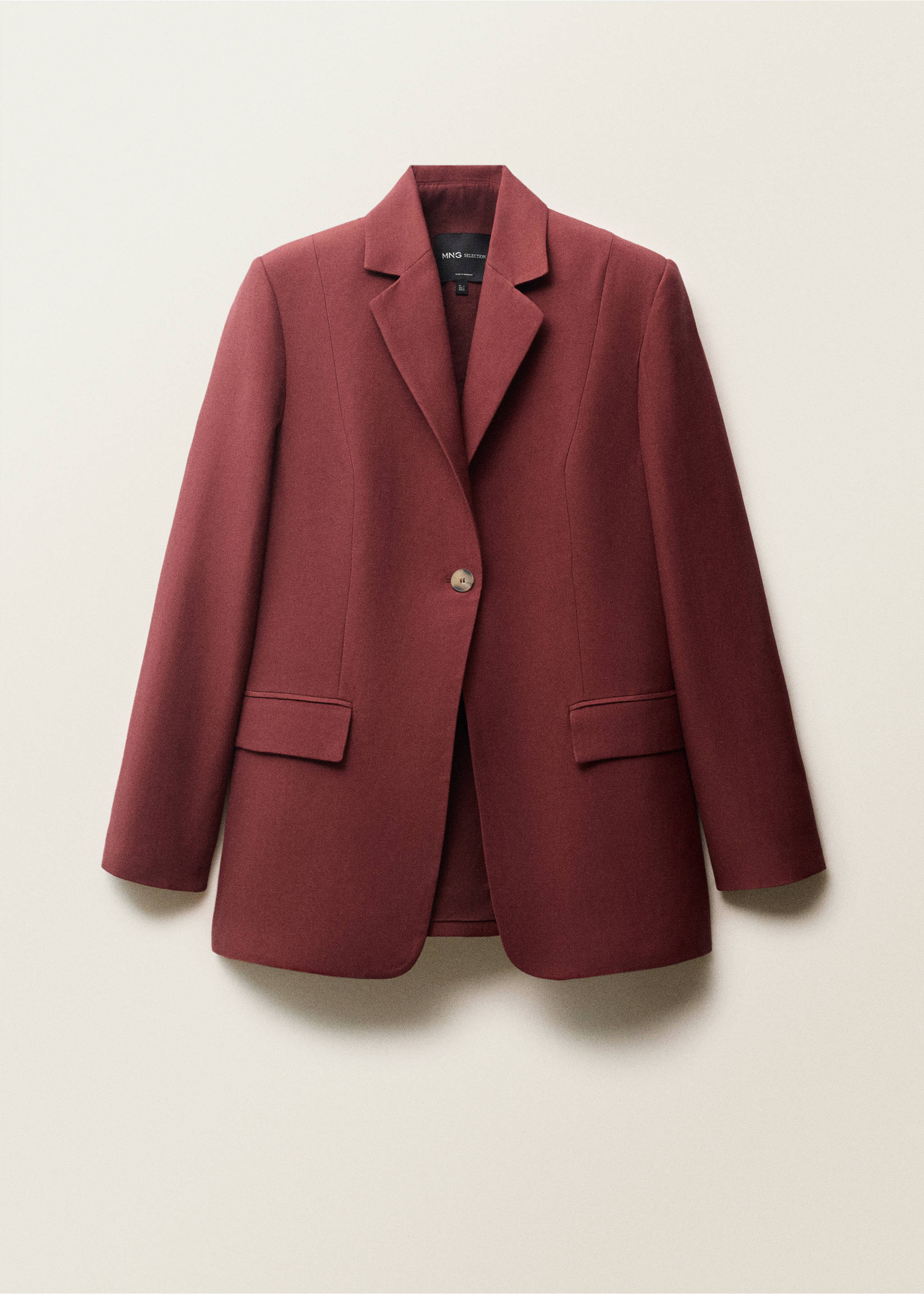 Linen-blend suit jacket - Article without model, Wine. Ref: 87017721-00.