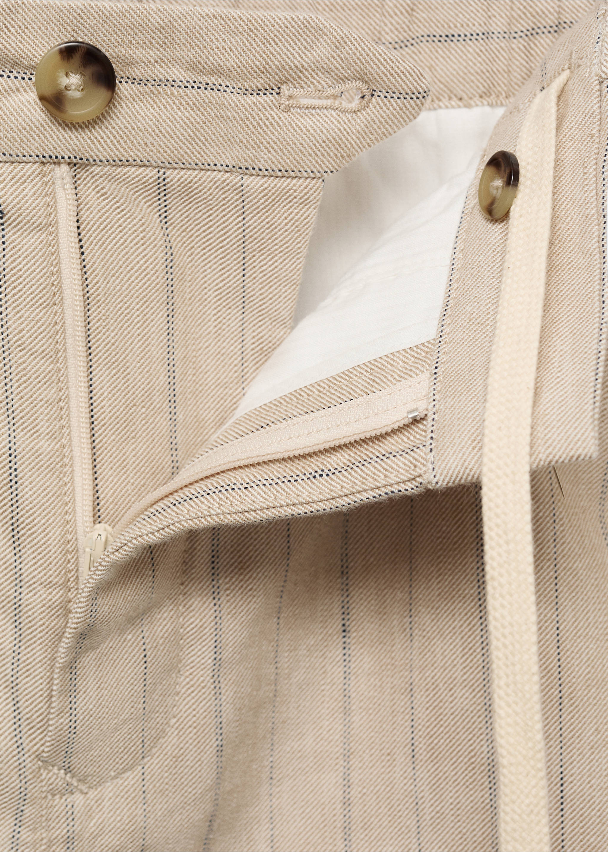 Striped linen-blend Bermuda shorts - Details of the article 8, Sand. Ref: 87017889-00.