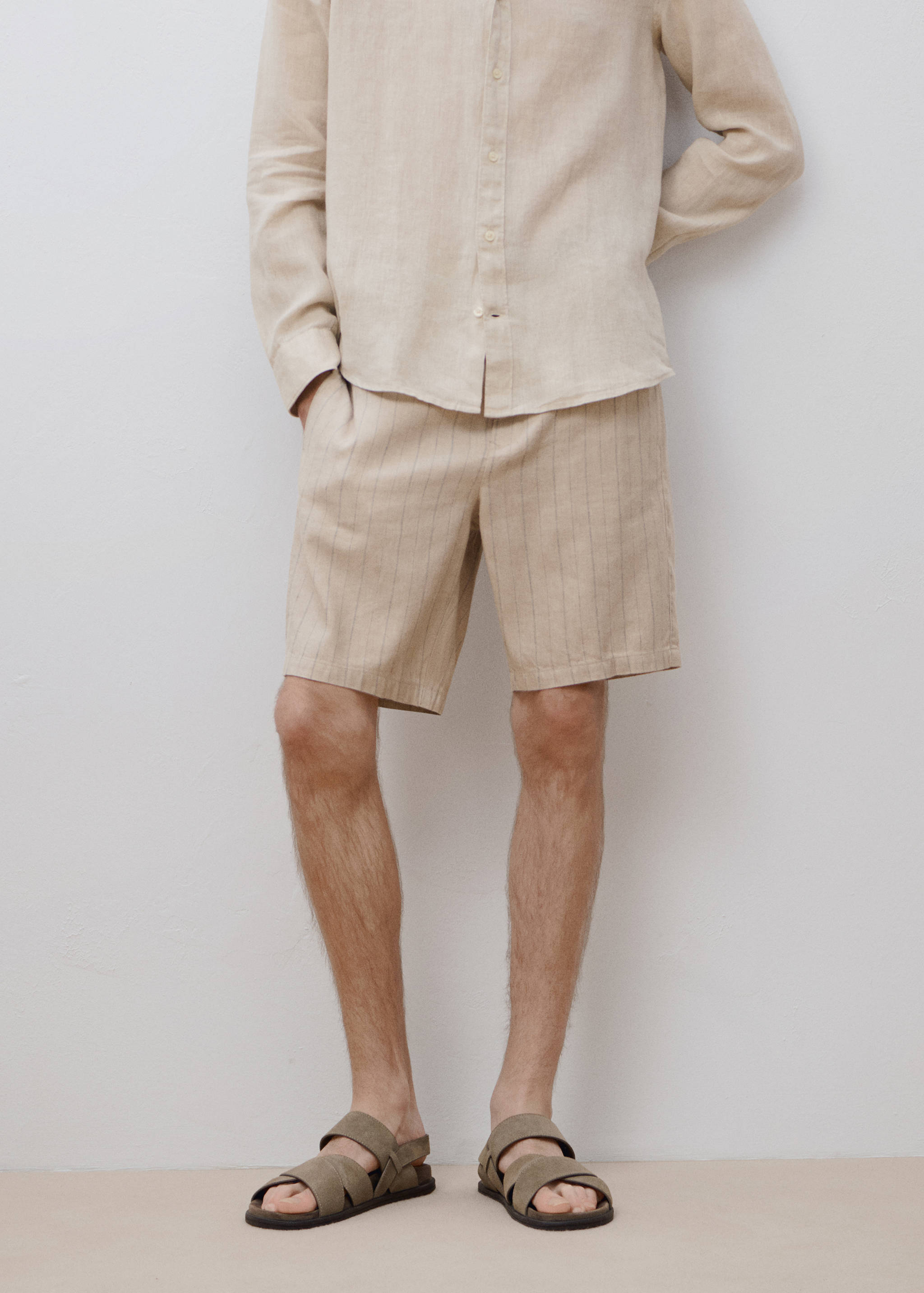 Striped linen-blend Bermuda shorts - Details of the article 5