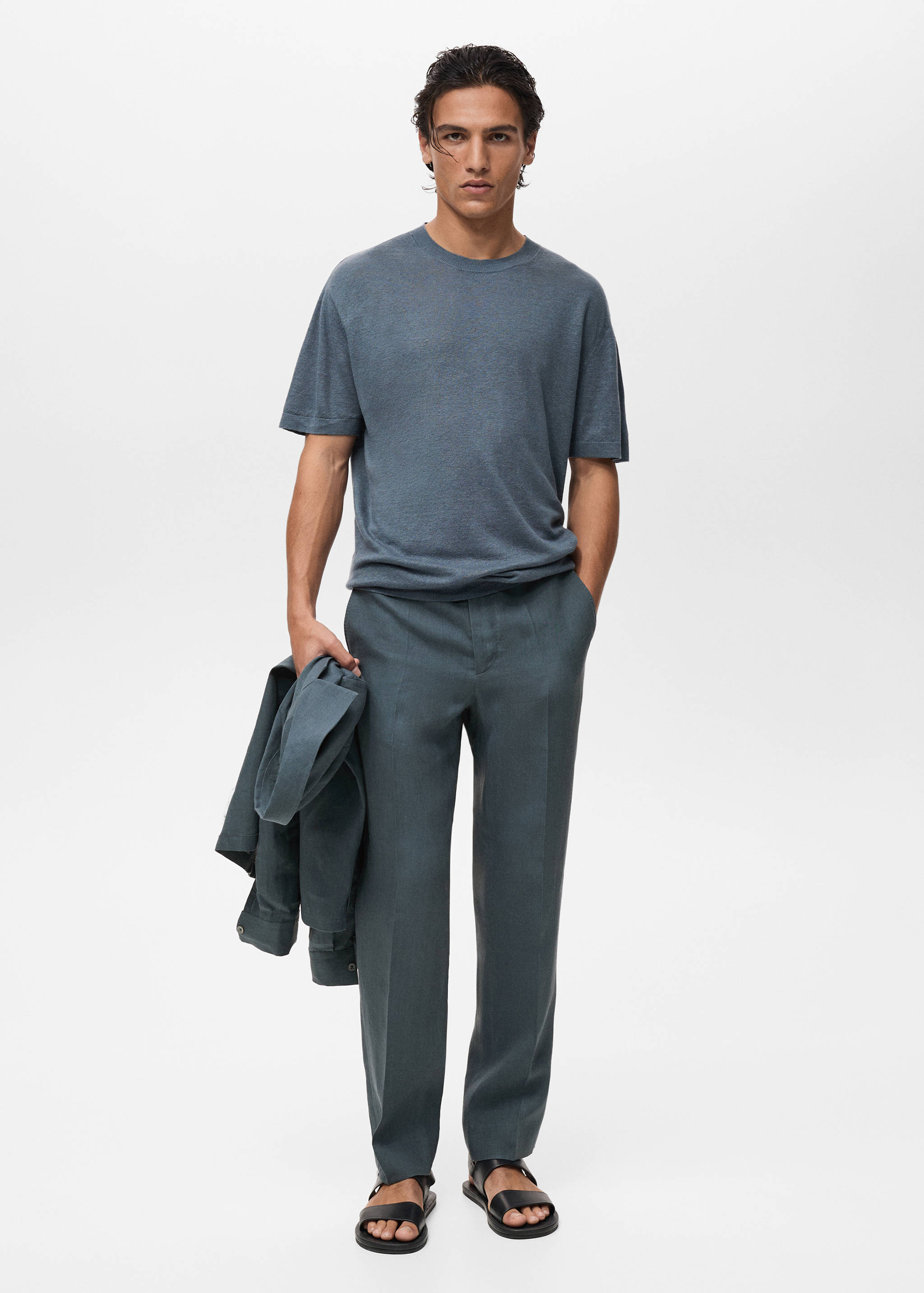 100% linen straight trousers - General plane