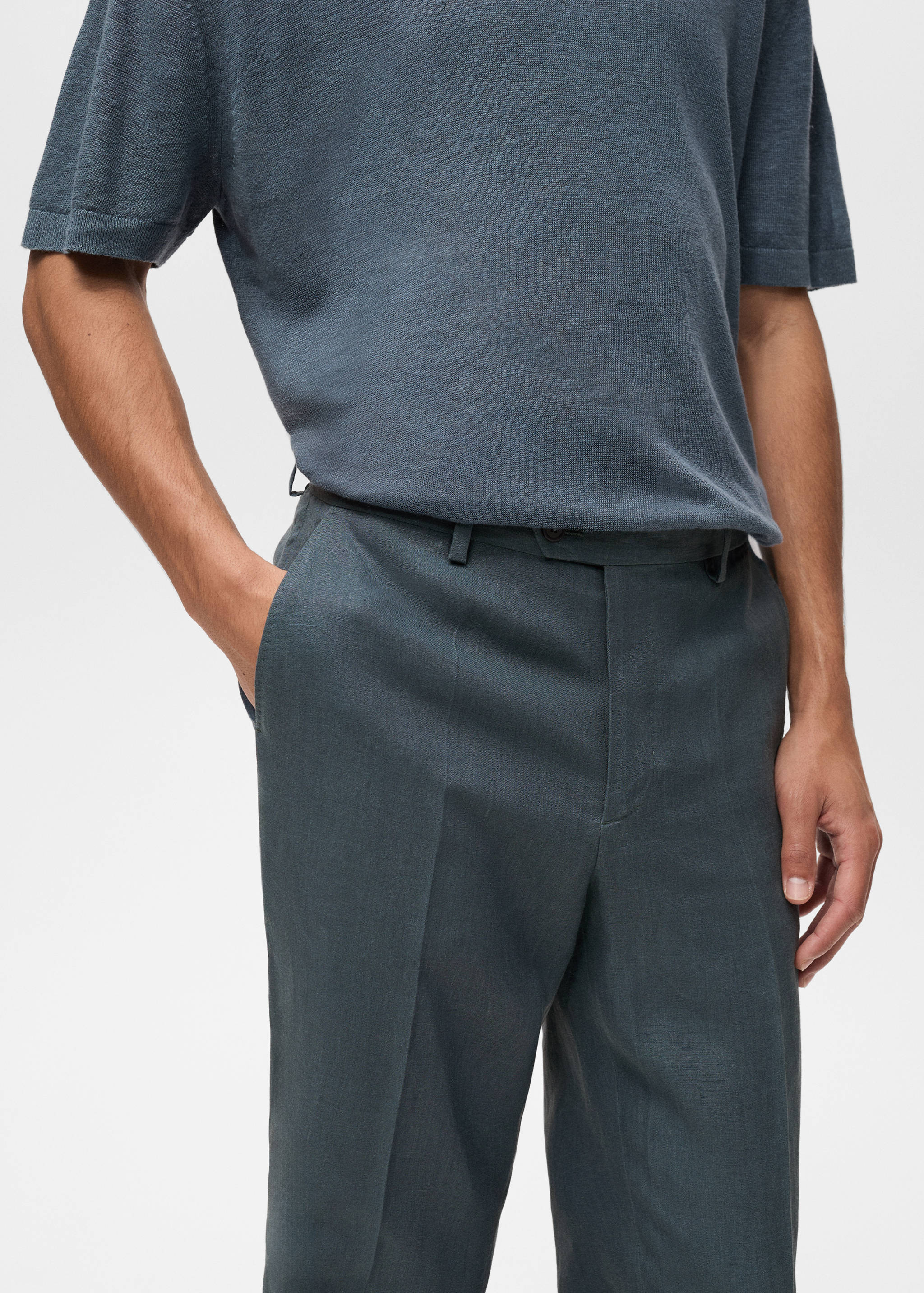100% linen straight trousers - Details of the article 1