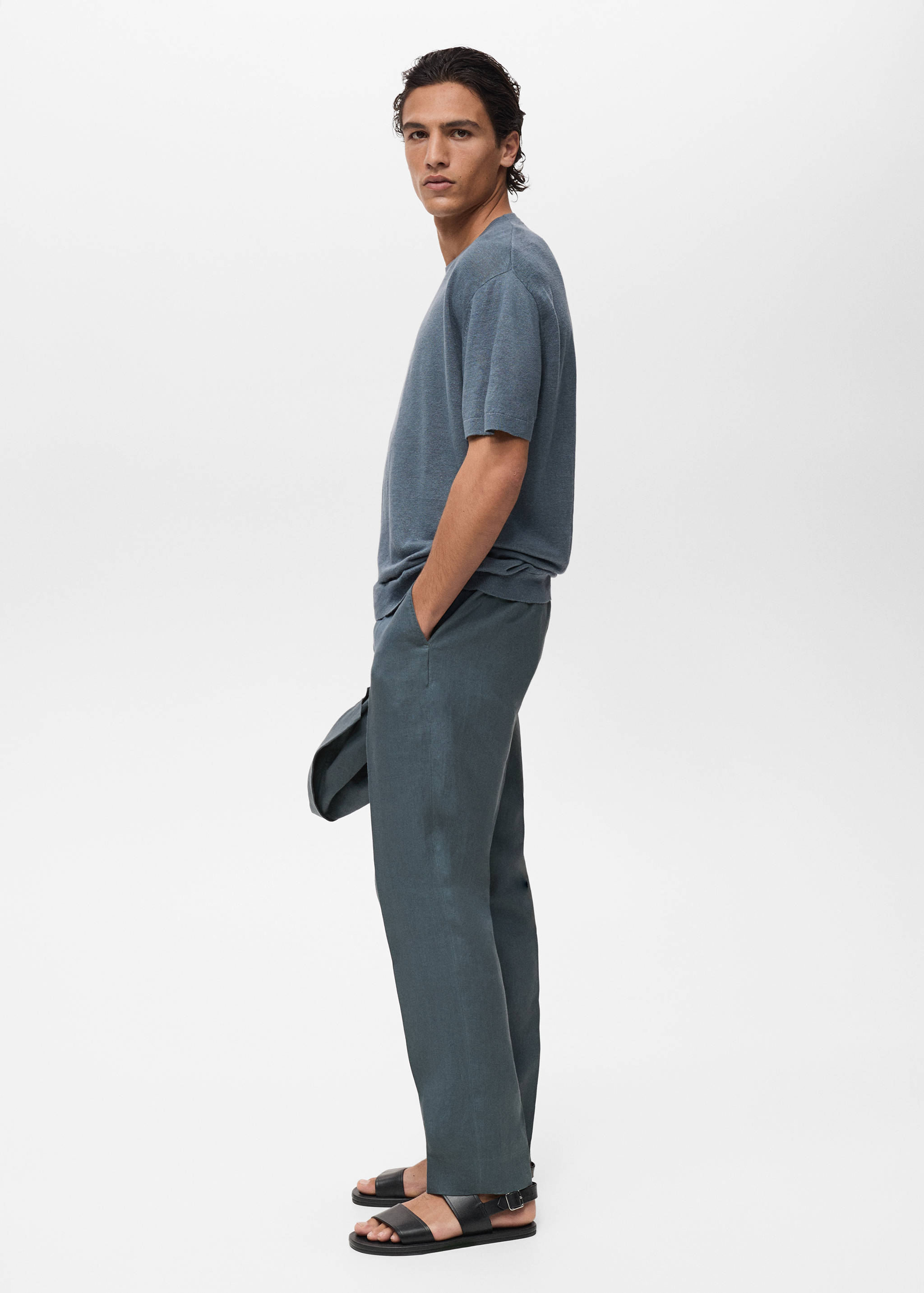 100% linen straight trousers - Details of the article 2