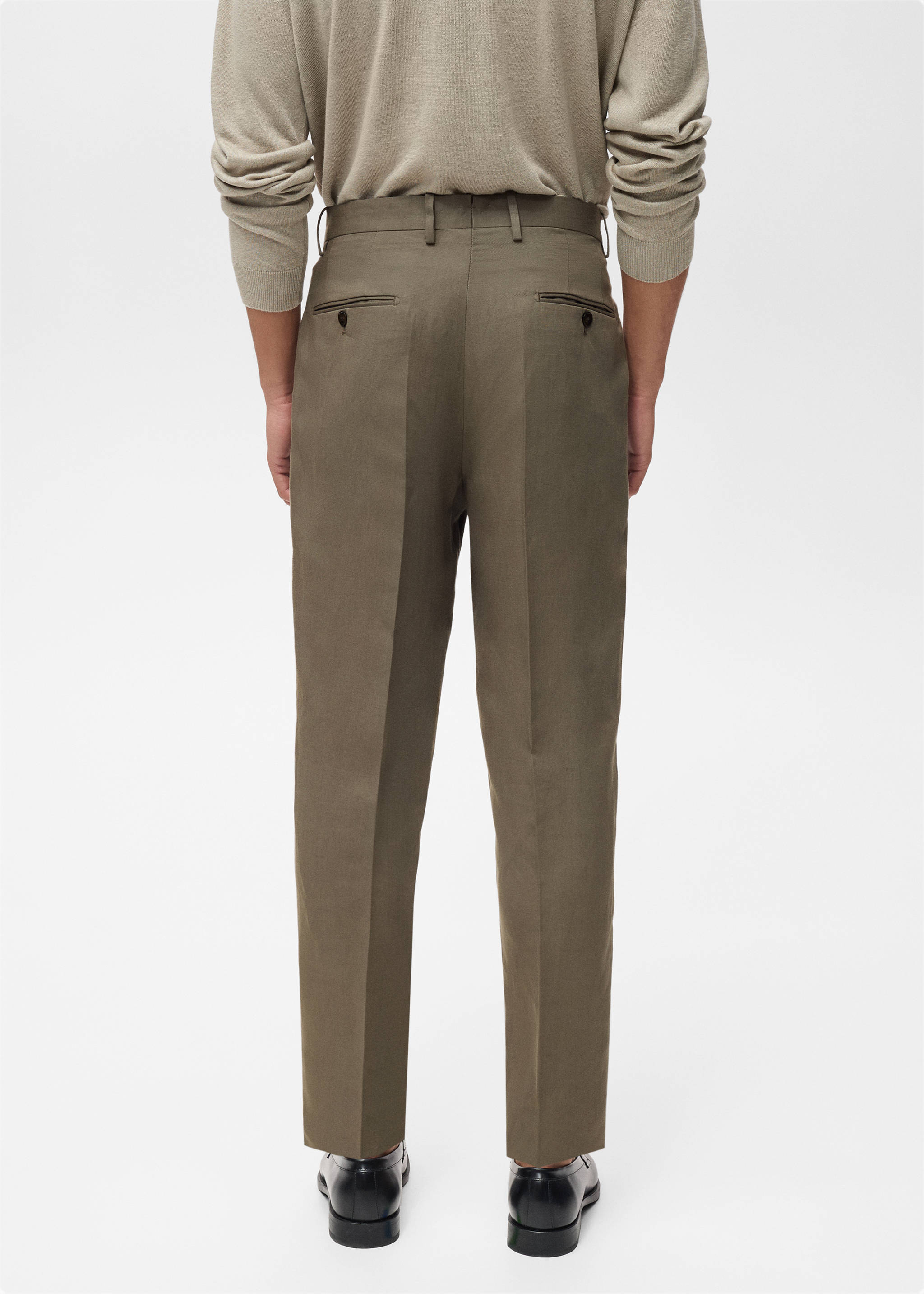 Slim-fit linen-blend pleated trousers - Reverse of the article
