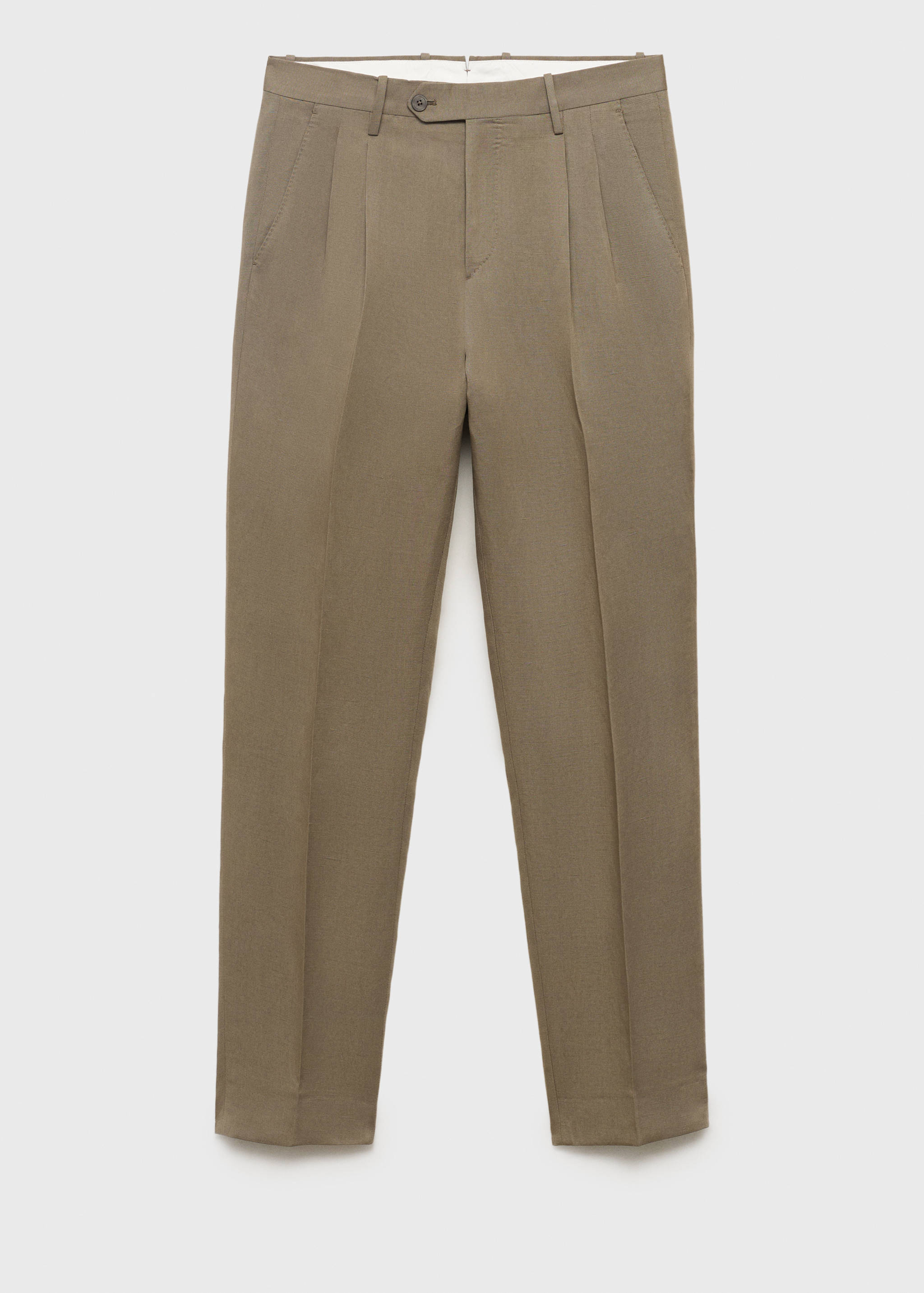Slim-fit linen-blend pleated pants - Article without model