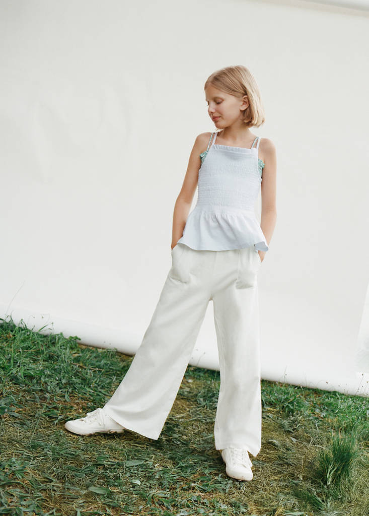 Honeycomb cotton top — Sky Blue