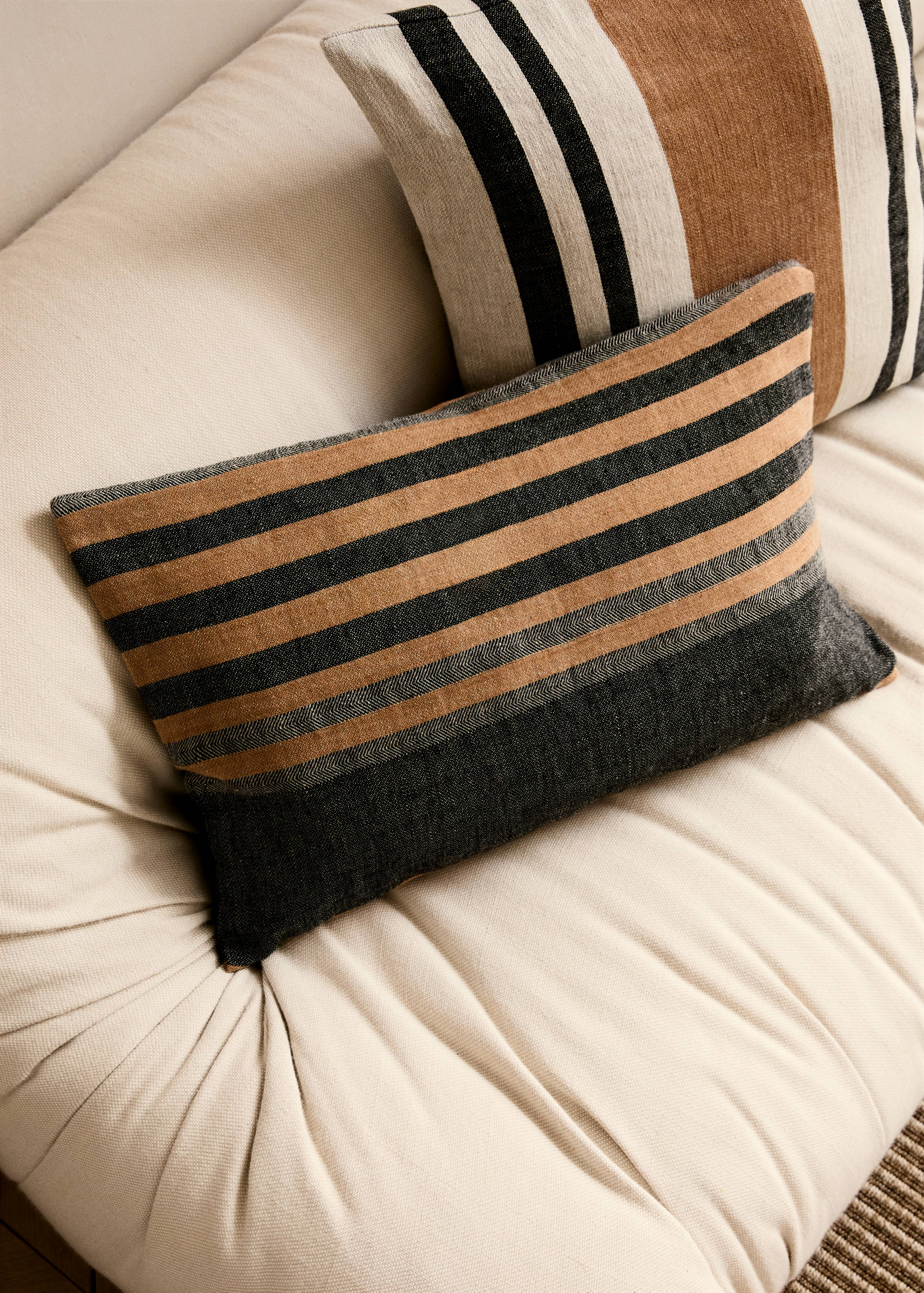 Housse de coussin en lin et rayures tissées 40x60 cm - Plan général