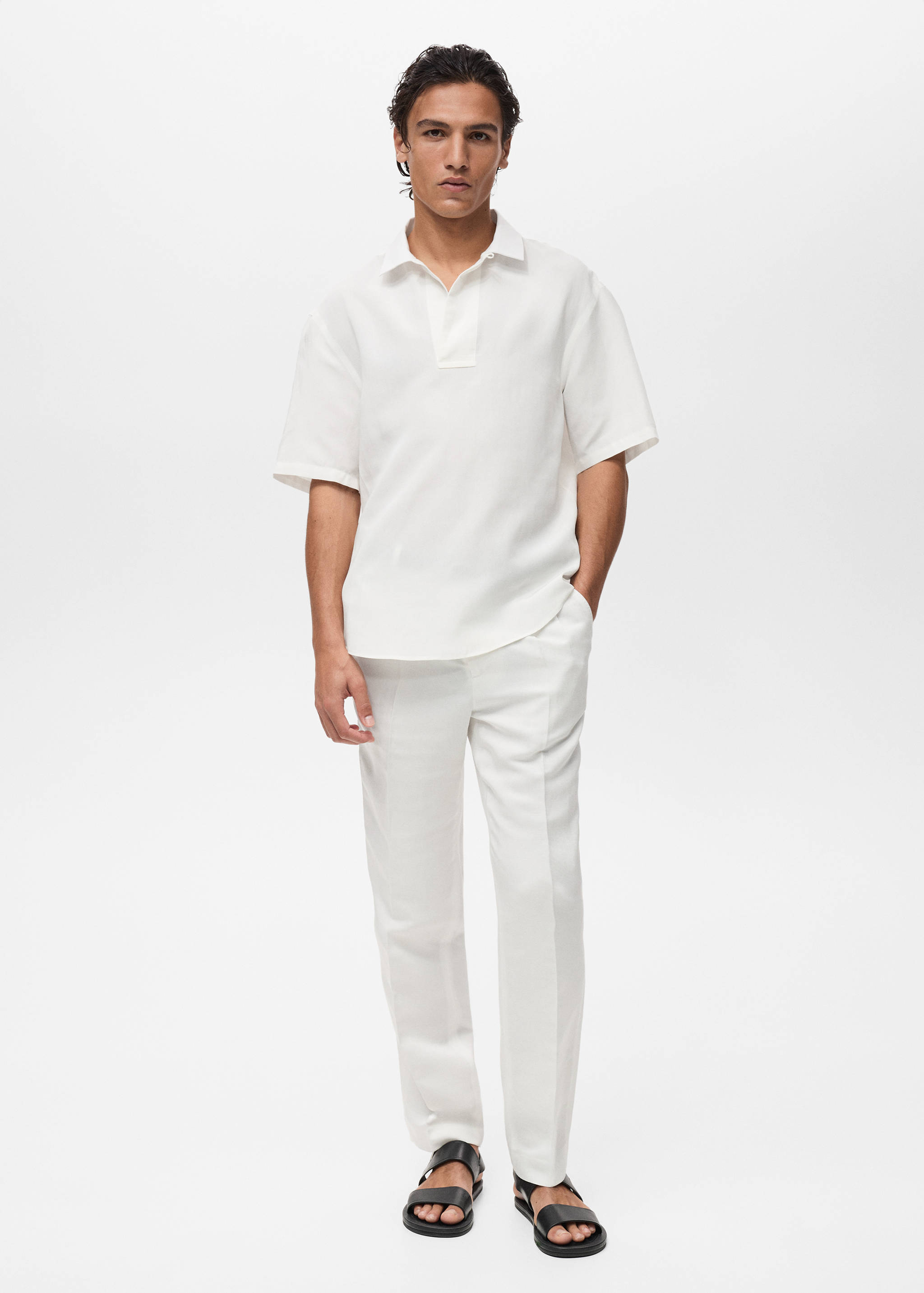Chemise polo en lyocell et lin regular-fit - Plan général