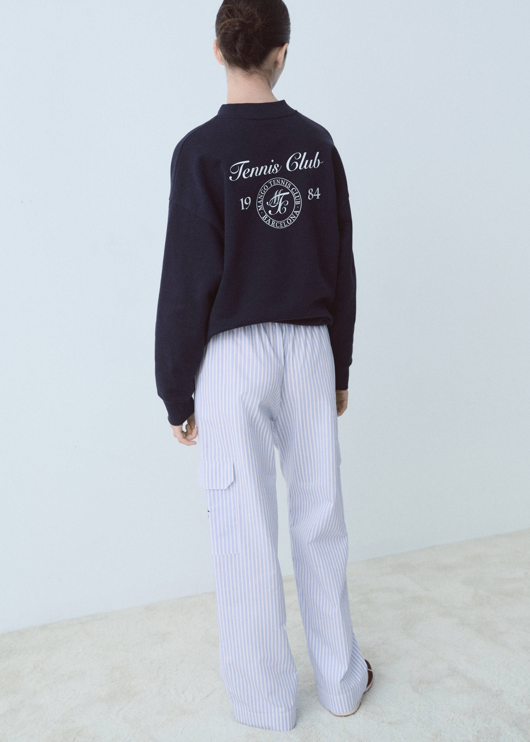 Pantalon en popeline rayée avec poches - Verso de l’article