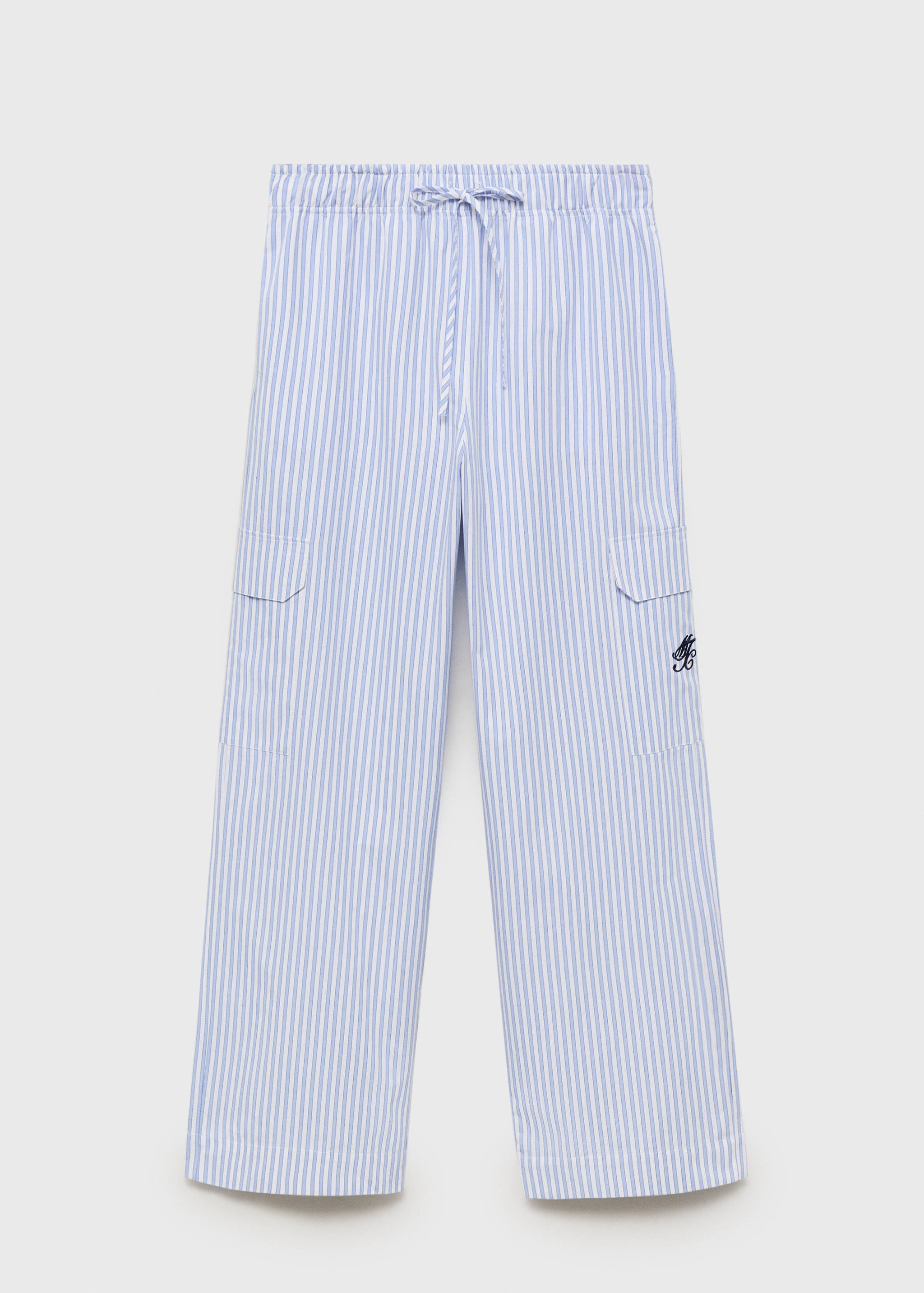 Pantalon en popeline rayée avec poches - Article sans modèle