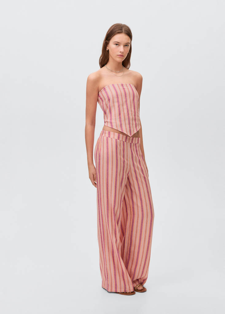 Striped linen top — Lime