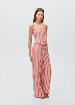 Striped linen top — Lime 3