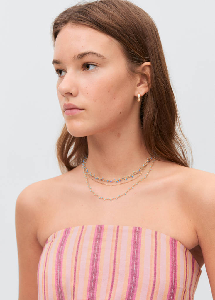 Striped linen top — Lime