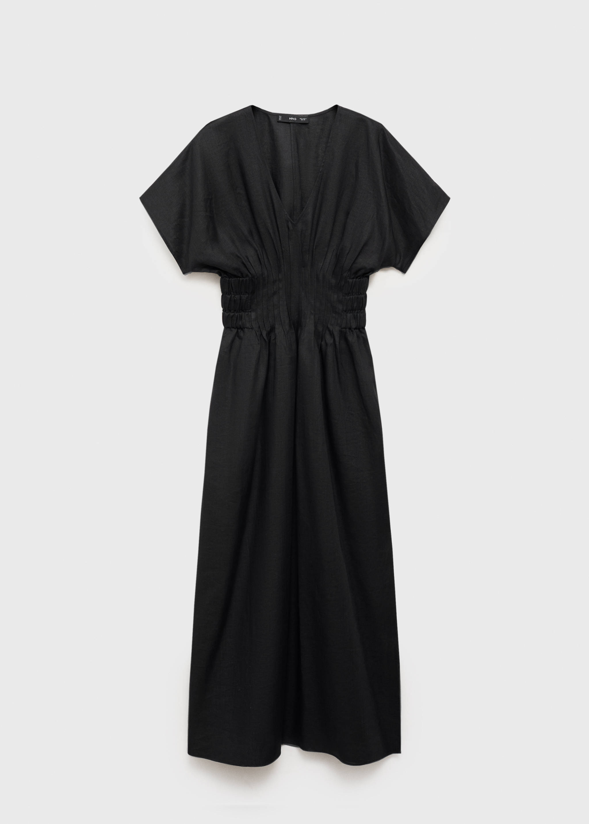 Vestido comprido de linho com painel rufado - Artigo sem modelo