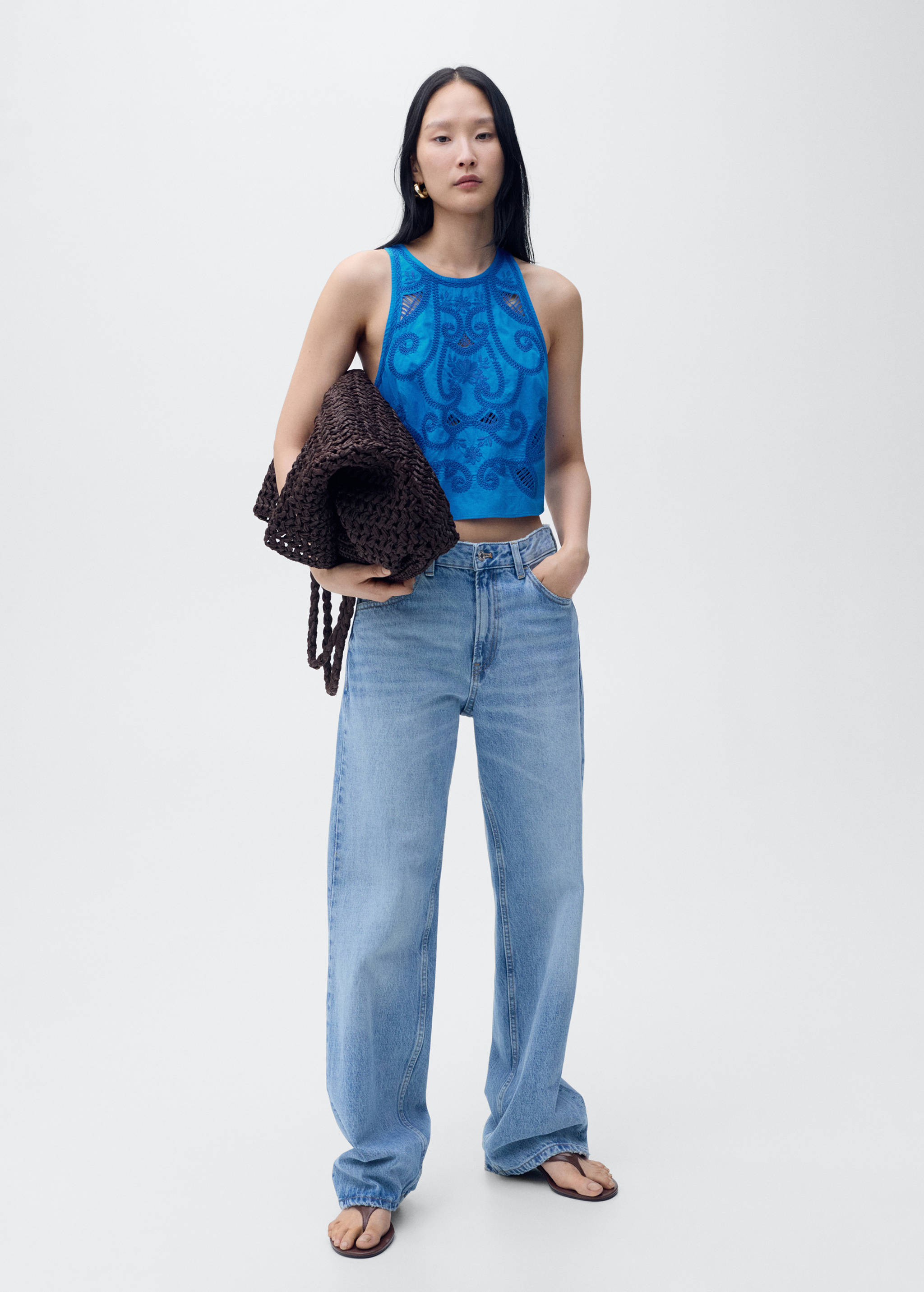 Embroidered cotton top - General plane