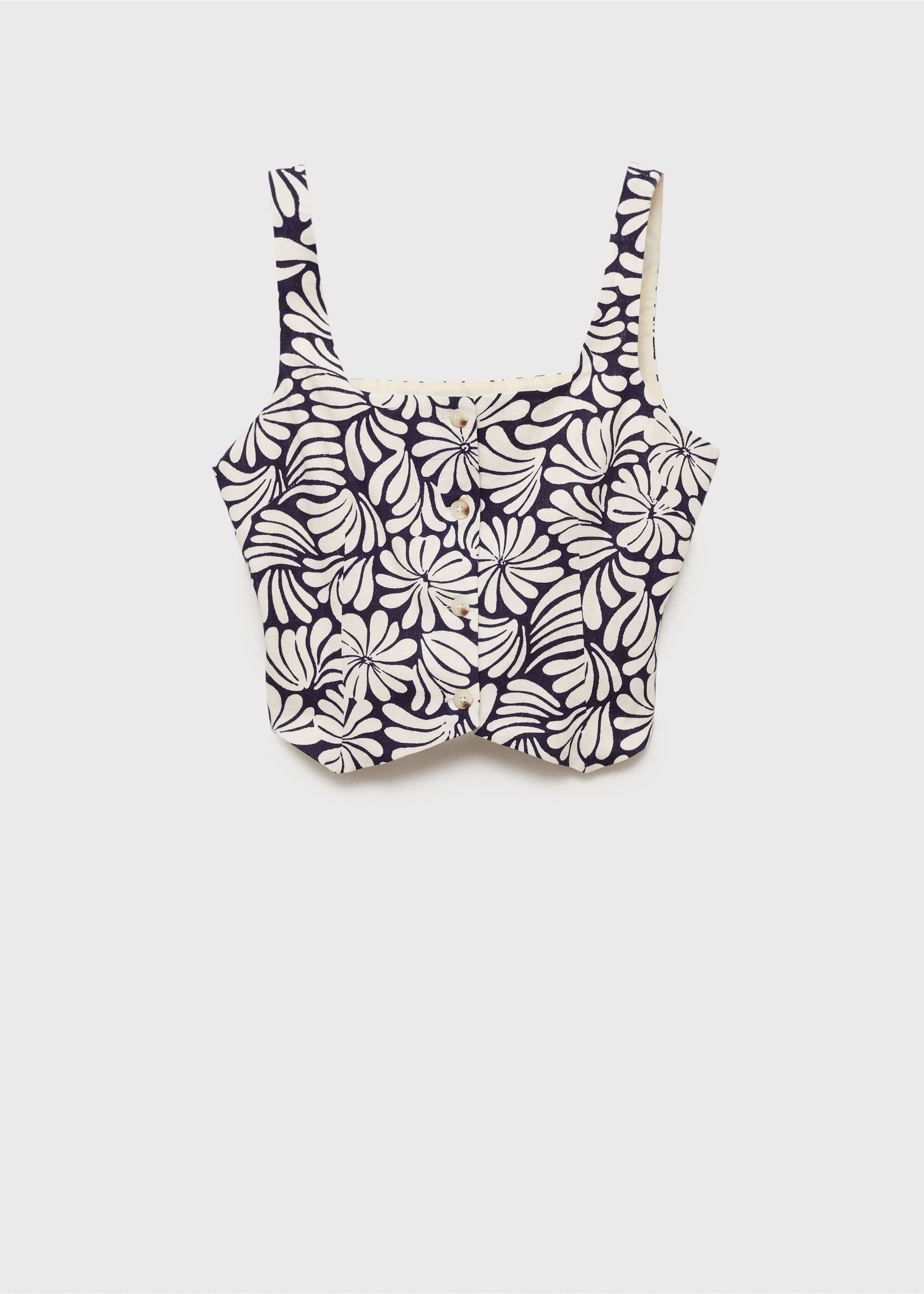 Floral fitted linen top - Article without model, Ecru. Ref: 87018650-00.