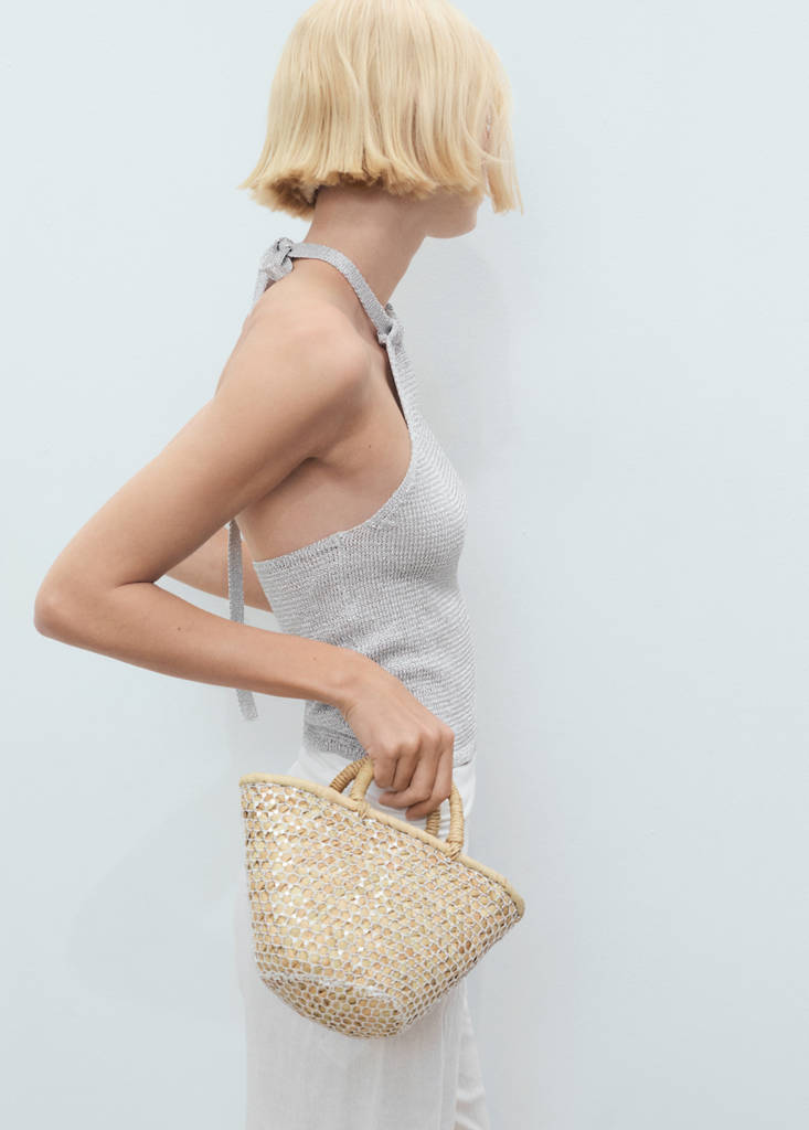 Halter-neck lurex knitted top — Silver