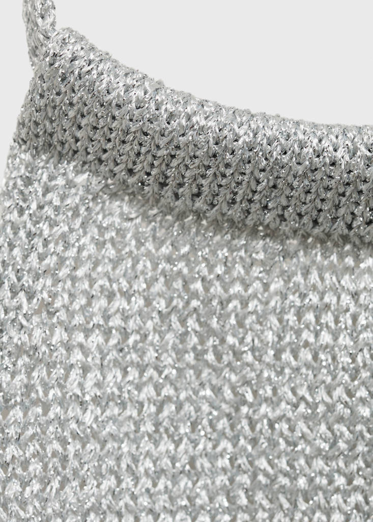 Halter-neck lurex knitted top — Silver