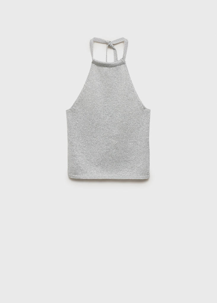 Halter-neck lurex knitted top — Silver