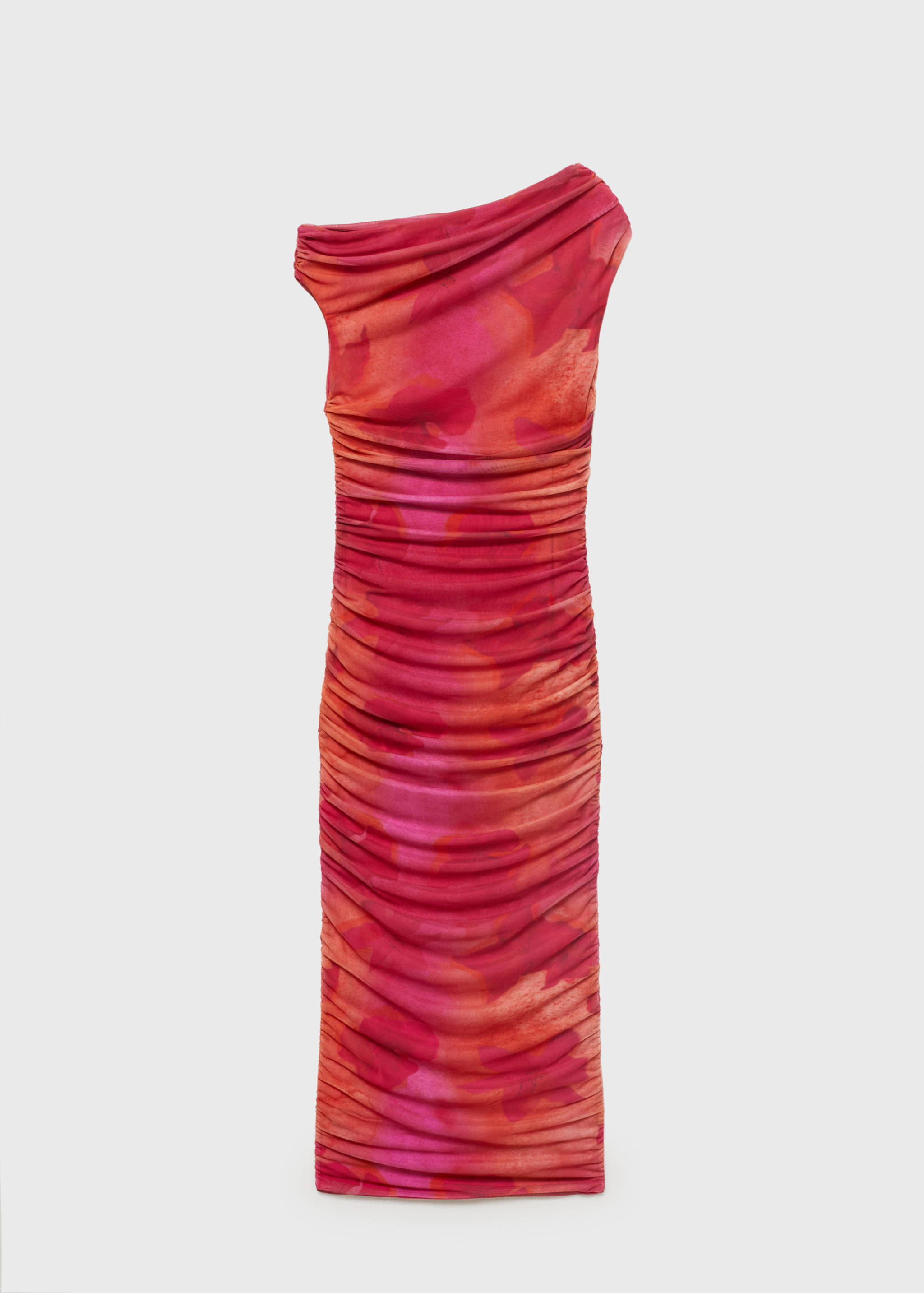 Floral midi-dress with asymmetrical neckline - Article without model