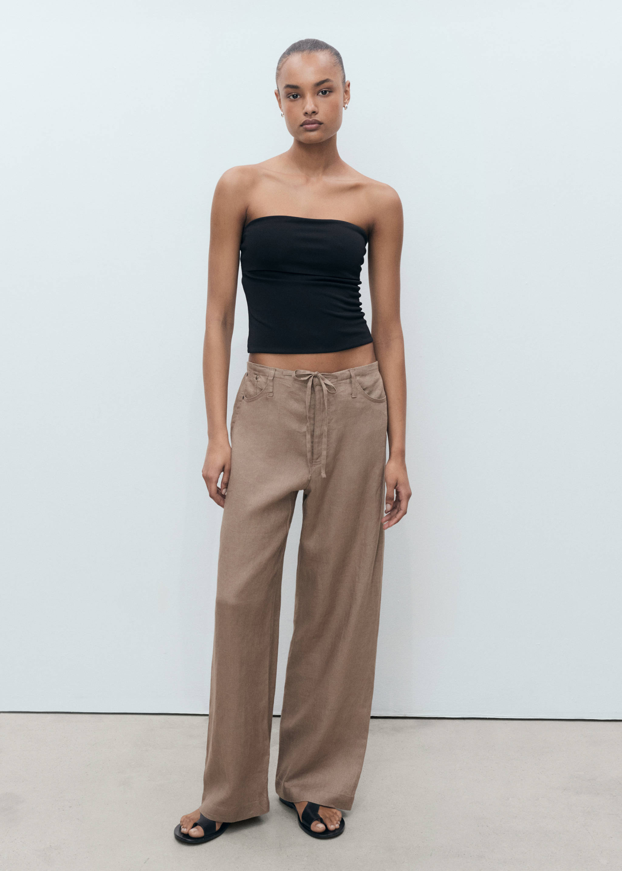 Wide leg linen trousers - General plane